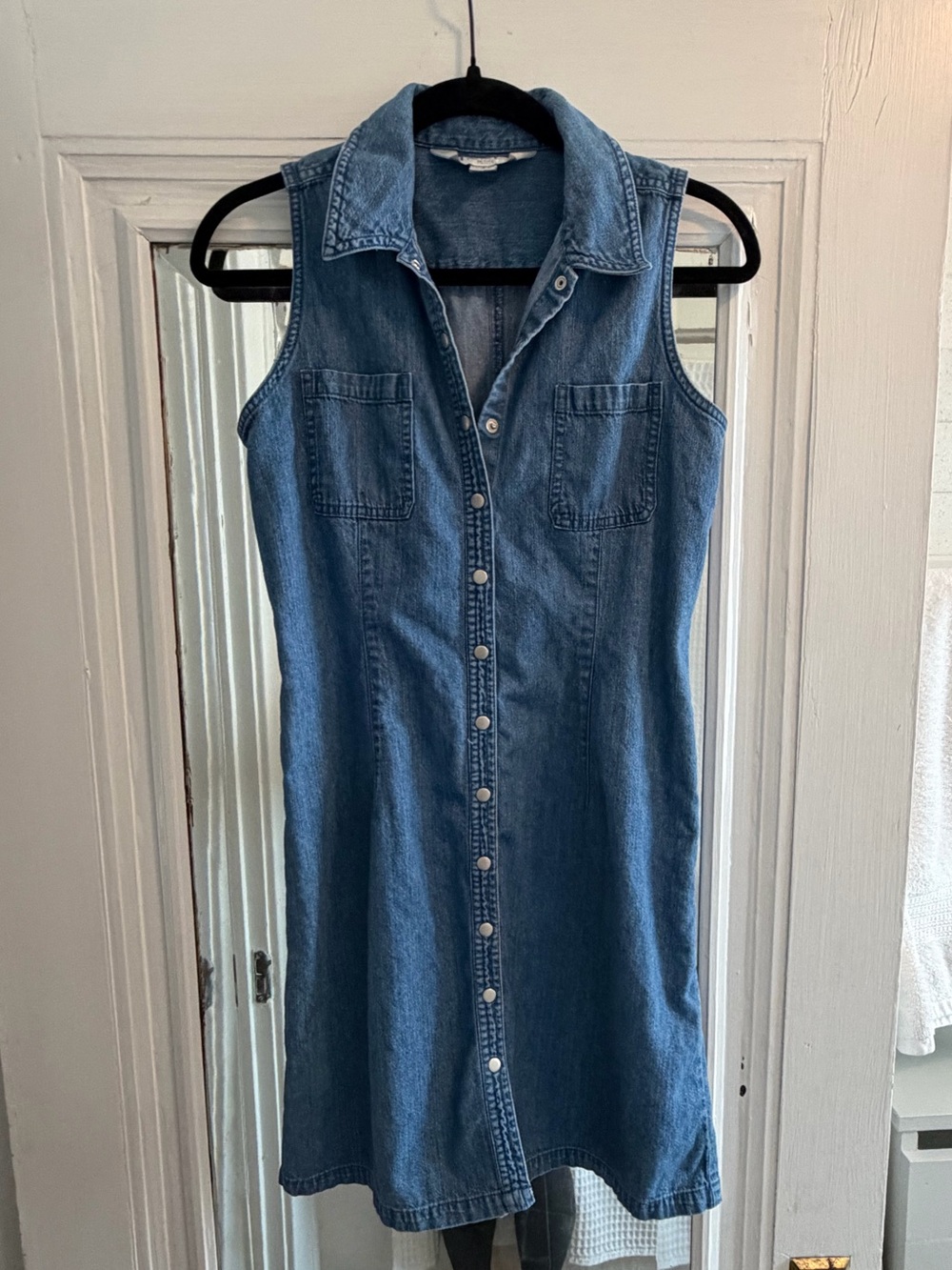 Sleeveless Blue Denim Shirt Dress 100% Cotton
